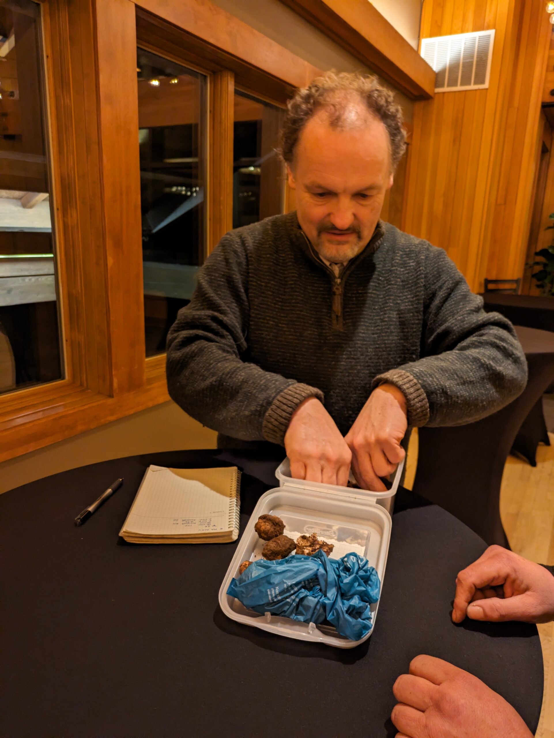 Dr. Charles Lefevre counts the truffles.