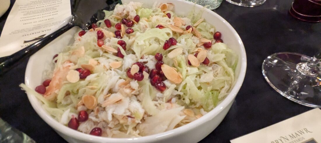 The shaved fennel and Dungeness crab salad at Bryn Mawr Vineyards.